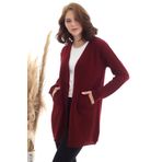 Devinka Kadın Bordo Kanguru Cep Triko Hırka