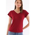 Devinka Kadın Bordo V Yaka T-shirt