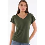 Devinka Kadın Haki V Yaka T-shirt