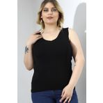Devinka Kadın Merdiven Yaka Büyük Beden Oversize Triko Bluz