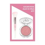 Devobis Angled Blush Brush Açılı Allık Fırçası ve Powder Blush No:13 Seti Kestane Akaju Renk ile Doğal Görünüm