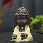 DEVOKE Mor Kum Seramik Küçük Buda Heykeli/Ev veya Ofis için Yaratıcı El Sanatları (sarı)