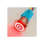 Devremarkt 16Mm Kırmızı Power Sembol Ledli Kablolu Push Tip Metal Button Panel Montaj Düz Kafa No Nc Dc