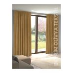 Devrim Olivya Tekstil Lüks 1. Sınıf Düz Dikim--Petek Kadife Dokulu---- Deve Tüyü Ada Fon Perde En X Yükseklik