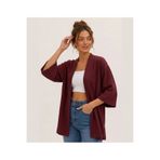 DEVRİMAY TEKSTİL Bordo Kimono Tarzı Salaş Hırka Günlük İnce Tunik Yazlık Oversize Yeni Sezon Ceket