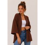 DEVRİMAY TEKSTİL Kahverengi Kimono Tarzı Salaş Hırka Günlük İnce Tunik Yazlık Oversize Yeni Sezon Ceket