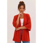 DEVRİMAY TEKSTİL Kırmızı Kimono Tarzı Salaş Hırka Günlük İnce Tunik Yazlık Oversize Yeni Sezon Ceket