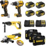 Dewalt 18V 4'lü Set (Darbesiz Matkap, Torklu Vidalama, Taşlama, Kırıcı-Delici, 4 Akü, 2 Şarj Cihazı)
