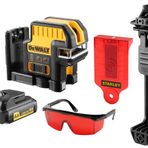 Dewalt 2 noktalı çapraz çizgili lazer DCE0822D1R-QW (10,8 Volt, kırmızı lazer, kendiliğinden hizalanır, lehim fonksiyonlu, 20 m'ye kadar menzil (nokta), duvar braketi, 2 Ah akü, şarj cihazı, aksesuar