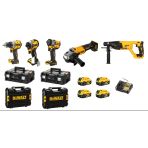 Dewalt 5'Li Set 18V (Kırıcı Delici, Taşlama, Darbesiz Matkap, Vidalama, Somun Sıkma) 4 Adet X 5 Amper Akü, 1 Adet X Şarj Cihazı, 4 Adet Çanta