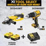 Dewalt DCD805NT Darbeli Vidalama + 2x 4 Ah Akü ve Şarj Cihazı + DCG412NT Avuç İçi Taşlama Makinesi