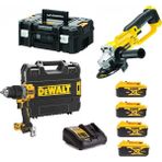 Dewalt DCG412NT 125 mm Avuç Taşlama + DCD805NT Kömürsüz Darbeli Matkap 4 Adet 4 Amper Akü 1 Adet Dolum Cihazı