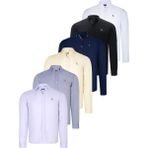Dewberry Altılı Set G674 Dewberry Erkek Gömlek Siyah Beyaz Lacivert Gri Sarı Lila - Lacivert - Beyaz - Lila