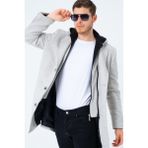 Dewberry Battal Palto Desenli Bej Uzun Kollu %70 Yün %30 Polyester Erkek Midi Kaban - 5XL