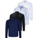 Dewberry Dörtlü Set G674 Dewberry Erkek Gömlek Siyah Beyaz Lacivert Açık Mavi - XL - Beyaz - Açık Mavi - Lacivert