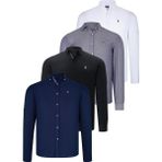 Dewberry Dörtlü Set G674 Dewberry Erkek Gömlek Siyah Beyaz Lacivert Kot Mavisi - XL - Lacivert - Kot Mavisi