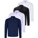 Dewberry Dörtlü Set G674 Dewberry Erkek Gömlek Siyah Beyaz Lacivert Lila - XL - Siyah - Beyaz - Lila