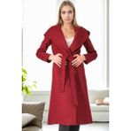 Dewberry Düz Bordo Bayan Palto Uzun Kol Astarlı Orta Kalınlık Polyester Malzeme İle Şık Tasarım