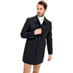 Dewberry Erkek Palto 2XL Uzun Kol Siyah Yün Polyester Malzemeden Şık Tasarım