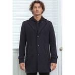 Dewberry Erkek Palto %70 Yün %30 Polyester Orta Kalınlık Diagonal Lacivert Uzun Kol PLT9401 - 2XL