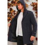 Dewberry Erkek Palto Açık Diagonal Lacivert %70 Yün 30 Polyester Uzun Kol Midi Kesim - 166-Lacivert - XL