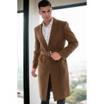 Dewberry Erkek Palto Camel %70 Yün %30 Polyester Orta Kalınlık Uzun Kol Özellikli PLT9400