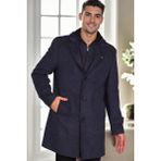 Dewberry Erkek Palto Desenli Lacivert %70 Yün %30 Polyester Orta Kalınlık Uzun Kol PLT9401 - 2XL