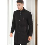 Dewberry Erkek Palto Diagonal Siyah %70 Yün %30 Polyester Orta Kalınlık Uzun Kol - XL