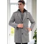 Dewberry Erkek Palto Diagonal Siyah-Gri-2 %70 Yün %30 Polyester Orta Kalınlık Uzun Kol PLT8371 - 3XL