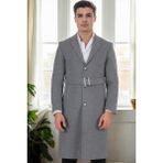 Dewberry Erkek Palto Gri-2 %70 Yün %30 Polyester Orta Kalınlık Uzun Kol Midi Model