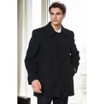 Dewberry Erkek Palto Siyah %70 Yün %30 Polyester Orta Kalınlık Uzun Kol Düz Desenli 2XL PLT9206