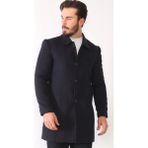 Dewberry Erkek Palto Uzun Kol %70 Yün %30 Polyester Lacivert Midi Orta Kalınlık PLT9364 - 2XL