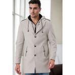 Dewberry Erkek Palto Uzun Kol %70 Yün %30 Polyester Orta Kalınlık Bej Desenli 2XL PLT9406
