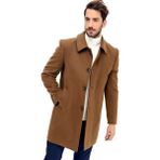 Dewberry Erkek Palto Uzun Kol Camel Renk Yün Polyester Malzemeden Düz Desenli - XL