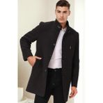Dewberry Erkek Palto Uzun Kol Orta Kalınlık %70 Yün %30 Polyester Düz Antrasit Renk - XL