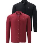 Dewberry G674 Siyah-Bordo İkili Set Erkek Gömlek