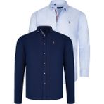 Dewberry Ikili Set G674 Dewberry Erkek Gömlek Lacivert Açık Mavi - Lacivert - Açık Mavi
