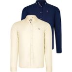 Dewberry Ikili Set G674 Dewberry Erkek Gömlek Lacivert Sarı - XL - Lacivert - Sarı
