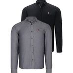 Dewberry Ikili Set G674 Dewberry Erkek Gömlek-Siyah-Füme - 3XL - Siyah - Füme