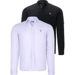 Dewberry Ikili Set G674 Dewberry Erkek Gömlek-Siyah-Lila - XL - Siyah - Lila