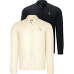 Dewberry Ikili Set G674 Dewberry Erkek Gömlek-Siyah-Sarı - 3XL - Siyah - Sarı