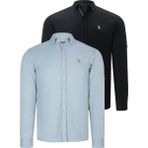 Dewberry Ikili Set G674 Dewberry Erkek Gömlek Siyah Su Yeşili - 2XL - Siyah - Su Yeşili