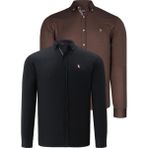 Dewberry Ikili Set G674 Dewberry Erkek Gömlek-Siyah-Toprak - Siyah - Toprak