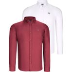 Dewberry Ikili Set G725 Dewberry Erkek Gömlek-Beyaz-Bordo - XL - Beyaz - Bordo