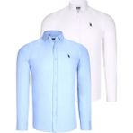 Dewberry Ikili Set G725 Dewberry Erkek Gömlek-Beyaz-Mavi - Beyaz - Mavi