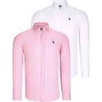 Dewberry Ikili Set G725 Dewberry Erkek Gömlek-Beyaz-Pembe - 3XL - Beyaz - Pembe