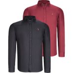 Dewberry Ikili Set G725 Dewberry Erkek Gömlek-Siyah-Bordo - XL - Siyah - Bordo