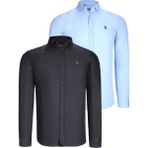 Dewberry Ikili Set G725 Dewberry Erkek Gömlek-Siyah-Mavi - Siyah - Mavi