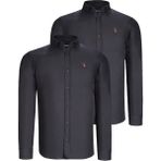 Dewberry Ikili Set G725 Dewberry Erkek Gömlek-Siyah-Siyah - 2XL
