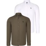 Dewberry İkili Set G725 Erkek Gömlek-Beyaz-Yeşil - 2XL